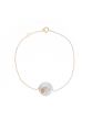 14K GOLD AND SET DIAMOND AND WHITE FRESH WATER PEARL BRACELET