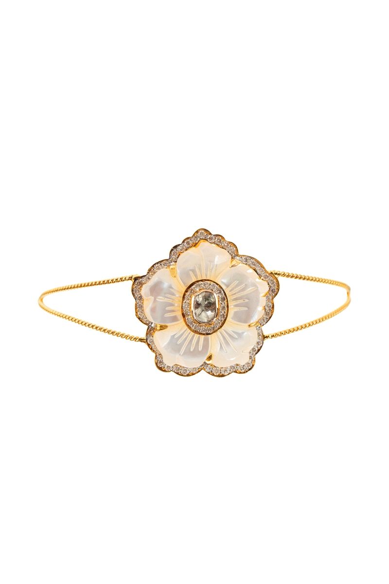Mother Of Pearl Color Blossom Diamond Bracelet