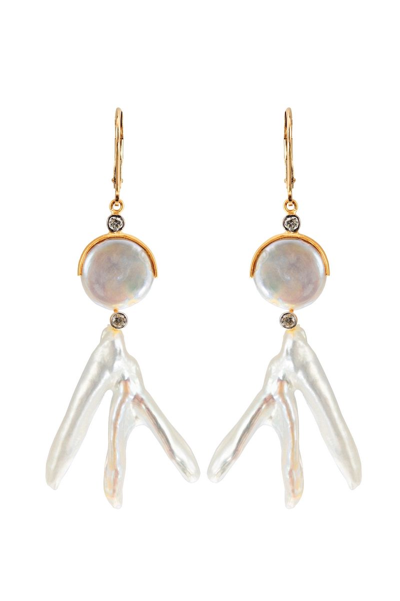 Silver and pearl statement earrings