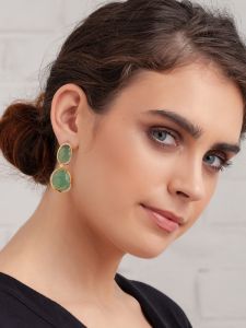 14K GOLD, DIAMOND AND EMERALD STATEMENT EARRINGS