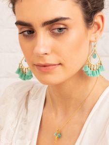 Aqua tassel earrings