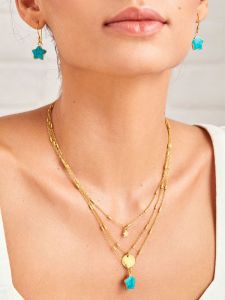 Layered Celestial Turquoise Drop Necklace