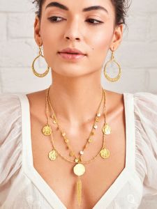 Gold Disc Statement Necklace
